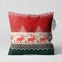Christmas Deer Cushion Cover With Red, Green And White, thumbnail 1 of 8