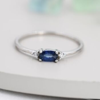 Natural Sapphire Blue Ring In Sterling Silver, 3 of 11