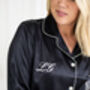 Personalised Black Satin Long Sleeve Pyjama Set, thumbnail 2 of 8