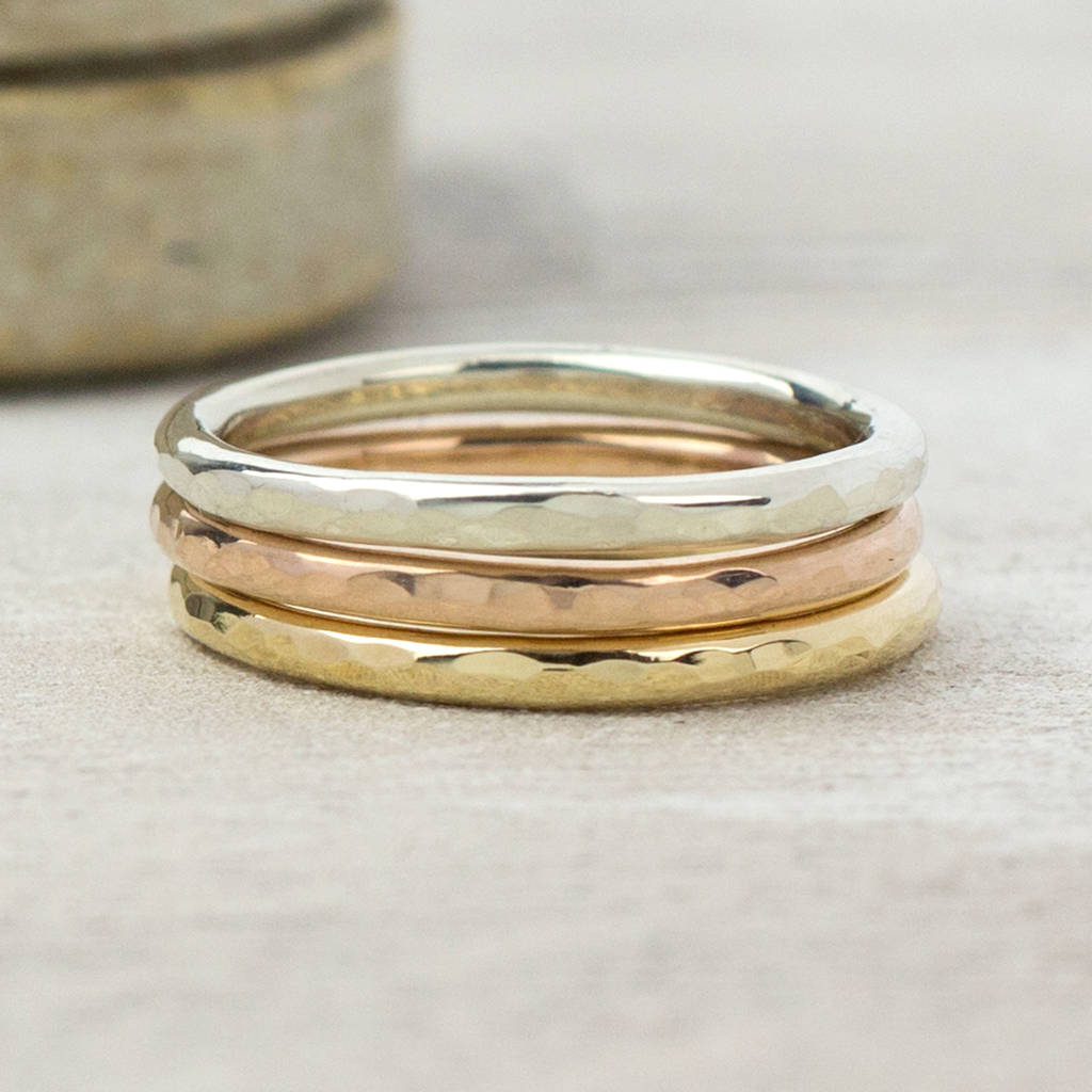 hammered solid gold halo ring by alison moore designs ...