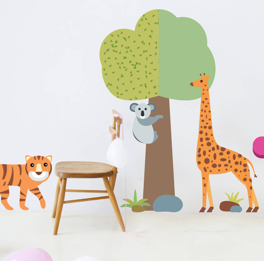 Children's Personalised Zoo Wall Sticker Set By Oakdene Designs