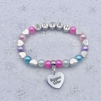 Personalised Best Big Sister Ever Charm Bracelet, Baby Shower Gift, 11 of 11