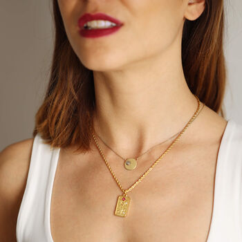 Tarot Card Tag Necklace With Gems 18ct Gold Plated, 9 of 12