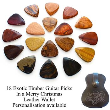 18 Exotic Timber Picks In A Leather Christmas Wallet, 2 of 12