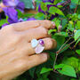 Ruby, Moonstone And Rose Quartz Adjustable Silver Ring, thumbnail 2 of 7