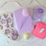 Gift Box For Girls – Fluffy Notebook And Self Care Treats – Lilac Edition, thumbnail 2 of 9