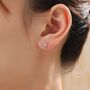 Sterling Silver Tiny Pink Cz Barbell Earrings, thumbnail 7 of 12