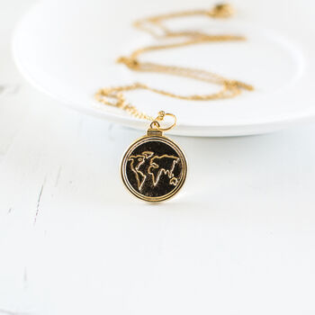 Gold Plated World Map Necklace, 6 of 8