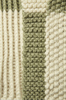 Handknit Striped Scarf Kit Eucalyptus Green And Ivory, 8 of 8