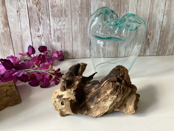 Large Molten Glass Bowl On Driftwood Handmade Pot Pourri Nuts Floating Flower Bowl, 6 of 10