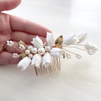 Dainty Floral Hair Comb, 5 of 6