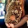Personalised Fluffy Leopard Print Hot Water Bottle, thumbnail 1 of 3