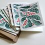 Candy Stripes And Holly Leaves Linocut Notecard Set Of Eight, thumbnail 11 of 12