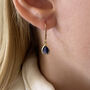 Sapphire Blue Teardrop Leverback Earrings, thumbnail 2 of 7