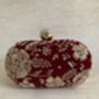 Maroon Handcrafted Oval Velvet Clutch Bag, thumbnail 3 of 8