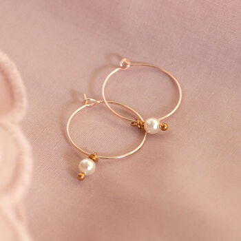 Simple Gold Plated Pearl Hoop Earrings, 2 of 7