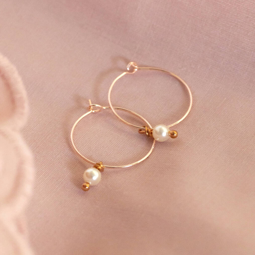 Simple Gold Plated Pearl Hoop Earrings By Joy by Corrine Smith ...