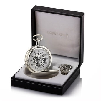 Double Hunter Mechanical Pocket Watch – Silver, 4 of 4