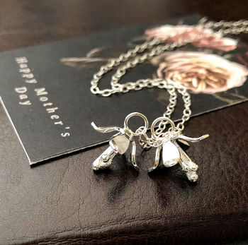 Double Lily Flower Drop Necklace, 9 of 12