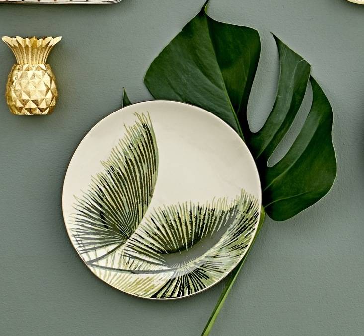 etched palm leaf plate by the forest & co