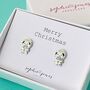 Sterling Silver Pug Spacemen Christmas Earrings, thumbnail 1 of 2