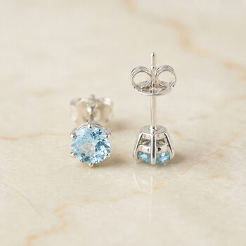 Tiny Sterling Silver Aquamarine Crystal Stud Earrings, 4 of 5