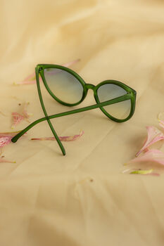 Delicate Large Cat Eye Sunglasses In Green, 2 of 3