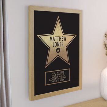 Fathers Day Gifts Star Award Personalised Framed Print, 7 of 8