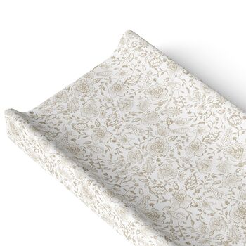 Neutral Rose Floral Deluxe Baby Girl Anti Roll Wedge Changing Mat, 2 of 3