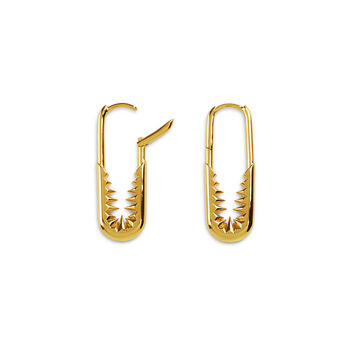 Safety Pin Earrings Silver With Gold Plating, 2 of 3