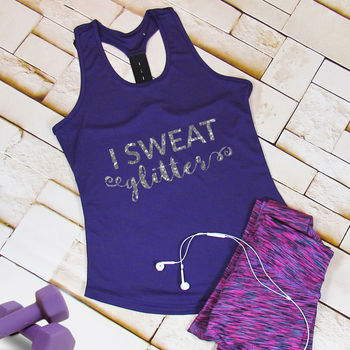 I Sweat Glitter Tri Dri Gym Vest, 3 of 3