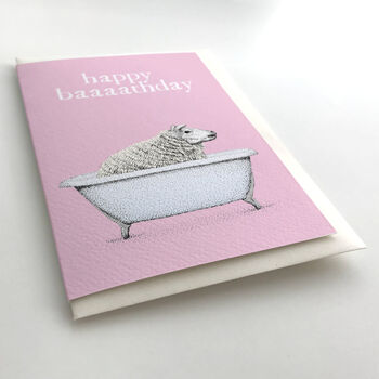 Happy Baaathday Sheep Birthday Card, 2 of 6