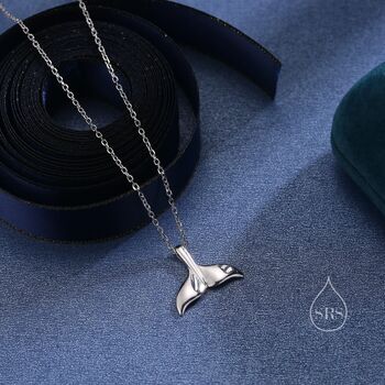 Whale Tail Pendant Necklace In Sterling Silver, 5 of 10
