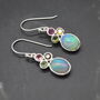 Fire Opal, Tourmaline Earrings: Silver, Dangle Drop, thumbnail 2 of 6