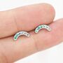 Ombre Emerald Green Cz Curved Bar Stud Earrings, thumbnail 3 of 11