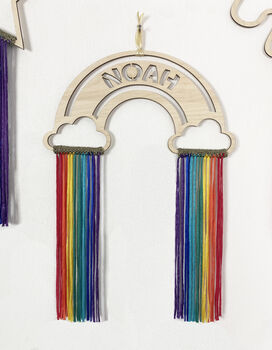Personalised Wooden Rainbow With Luxury Fringing, 2 of 12