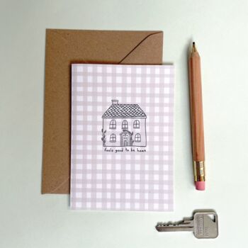 Gingham Feels Good To Be Home Card For New Homeowners, 3 of 4