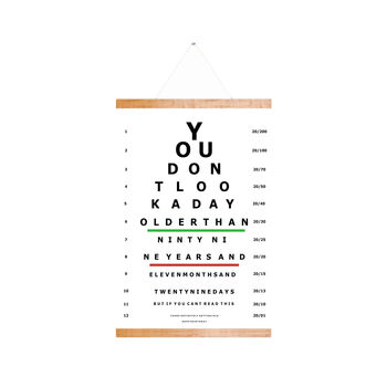 Personalised Milestone 90 Birthday Eye Chart Art Gift, 2 of 3