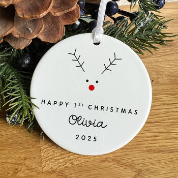 Personalised Happy First Christmas Ceramic Ornament Gift, 7 of 7