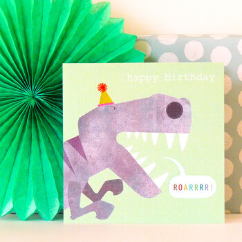Tyrannosaurus Rex Dinosaur Birthday Card, 3 of 3