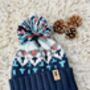 Patterned Beanie | Knitted Bobble Hat, thumbnail 2 of 11