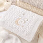 Personalised White Baby Blanket – Moon And Stars Initial Embroidery, thumbnail 1 of 11