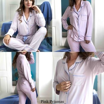 Soft Bamboo Jersey Pyjamas With Personalised Embroidery, 4 of 9