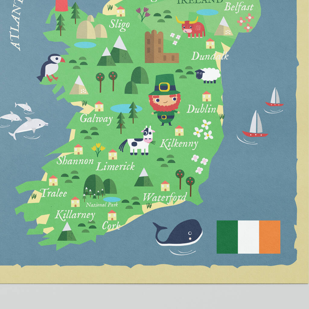 Illustrated Map Of Ireland Children's A3 Print By Tiny Trinket Clay Dishes