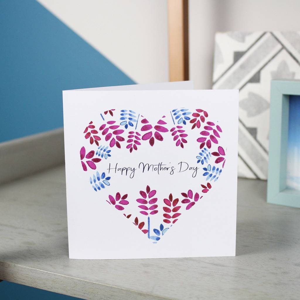 Happy Mother's Day Floral Heart Card By Olivia Morgan Ltd