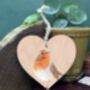 Robin Bird Wooden Hanging Heart Decoration, thumbnail 1 of 4