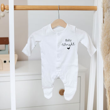 Personalised Baby Name Or Surname Unisex Babygrow, 4 of 9