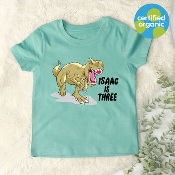 T Rex Birthday Kids T Shirt, 3 of 5
