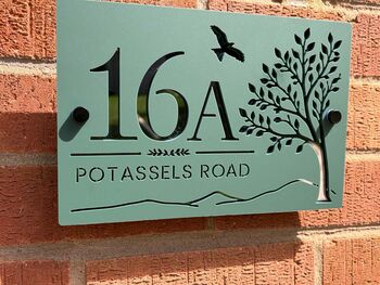 Personalised Tree And Bird Acrylic House Number Sign, 7 of 9