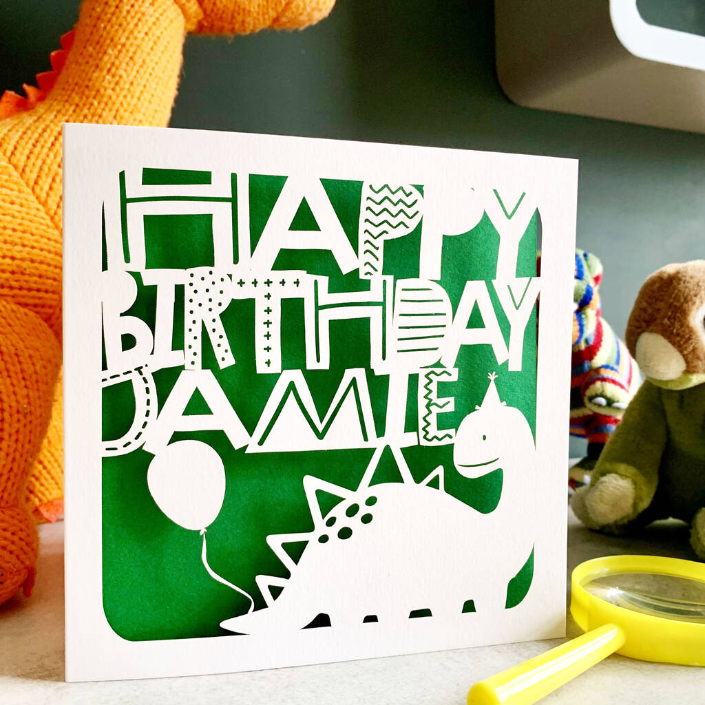 Personalised Dinosaur Birthday Card, 1 of 4
